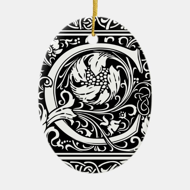 Buchstabe C Mittelalterliche Monogramm Art Nouveau Keramikornament (Vorne)