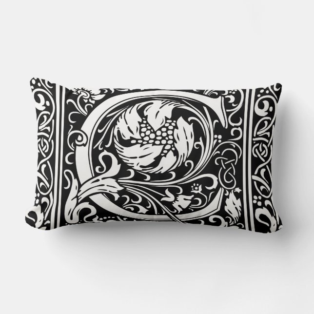 Buchstabe C Mittelalterliche Monogramm Art Nouveau Lendenkissen (Vorderseite)