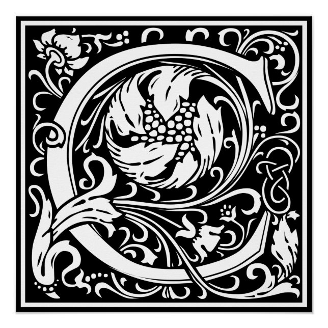 Buchstabe C Mittelalterliche Monogramm Art Nouveau Poster (Vorderseite)
