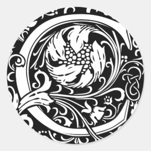 Buchstabe C Mittelalterliche Monogramm Art Nouveau Runder Aufkleber