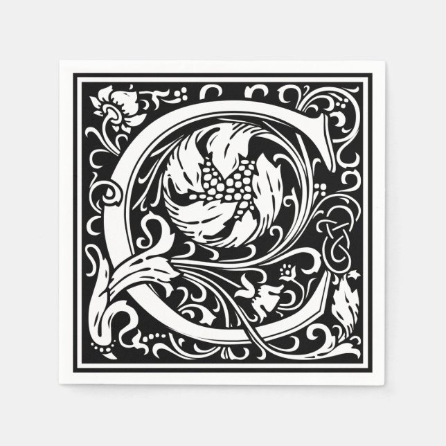 Buchstabe C Mittelalterliche Monogramm Art Nouveau Serviette (Vorderseite)