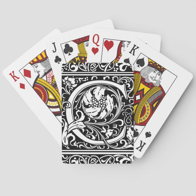 Buchstabe C Mittelalterliche Monogramm Art Nouveau Spielkarten (Rückseite)