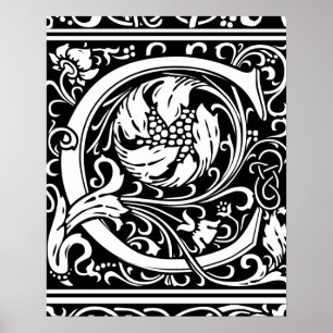 Buchstabe C Mittelalterliche Monogramm-Kunst Art N Poster