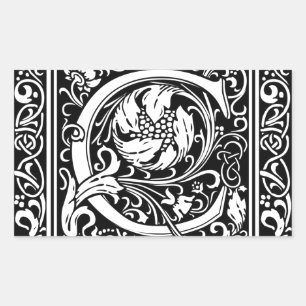 Buchstabe C Mittelalterliche Monogramm-Kunst Art N Rechteckiger Aufkleber