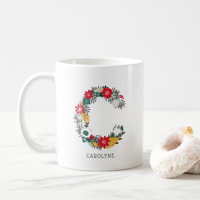 Buchstabe C | Monogramm-I-Tasse für den Blasenbrie Kaffeetasse (Mit Donut)