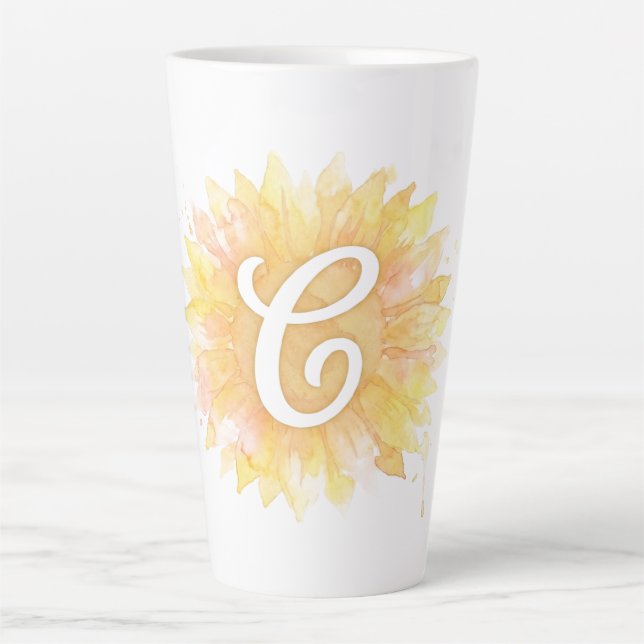 Buchstabe C Sonnenblume Vorname Monogramm Initiale Milchtasse (Vorderseite)