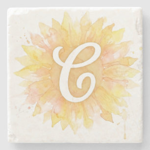 Buchstabe C Sonnenblume Vorname Monogramm Initiale Steinuntersetzer