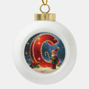 Buchstabe C Weihnachts-Zuckerstange Personalisiert Keramik Kugel-Ornament