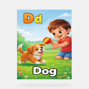 Buchstabe D Alphabetposter – D steht für Hund Acrylschild