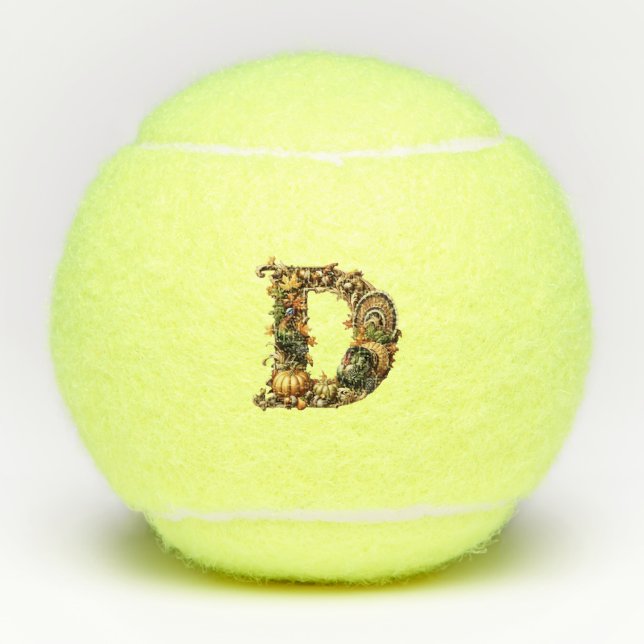 Buchstabe D als Thanksgiving-Geschenk Tennisbälle (Vorderseite)