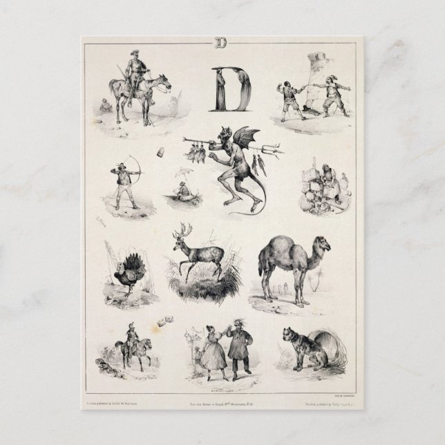 Buchstabe D aus einem Alphabet-Primer, 1832 Postkarte (Vorderseite)