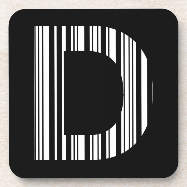BUCHSTABE D BAR CODE Erstes Anfangsbuchstaben-Barc Untersetzer (Vorderseite)