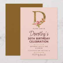 Buchstabe D Gold Monogramm Blush Rosa Rosen