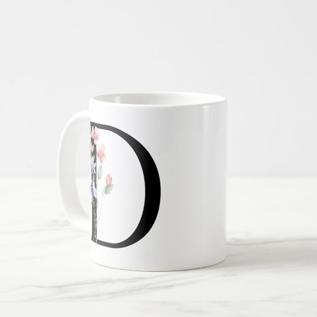 Buchstabe D mit Blumen Kaffeetasse (Vorderseite Links)