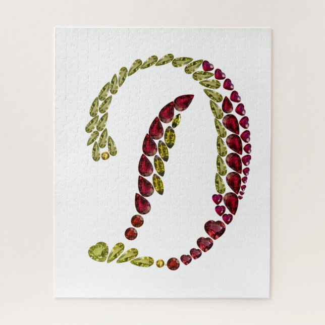 Buchstabe D mit Edelsteinen Name Puzzle (Vertikal)