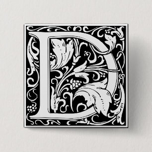 Buchstabe D Mittelalterliche Monogramm-Kunst Art N Button