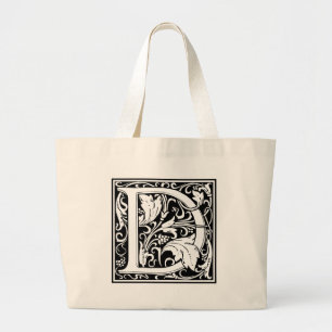 Buchstabe D Mittelalterliche Monogramm-Kunst Art N Jumbo Stoffbeutel