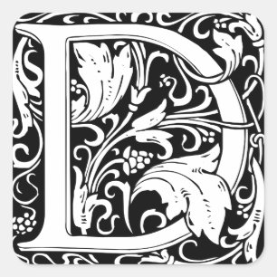 Buchstabe D Mittelalterliche Monogramm-Kunst Art N Quadratischer Aufkleber