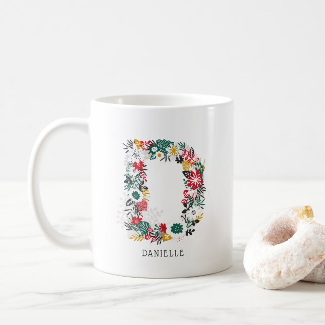 Buchstabe D | Monogramm-I-Tasse für den Blasenbrie Kaffeetasse (Mit Donut)