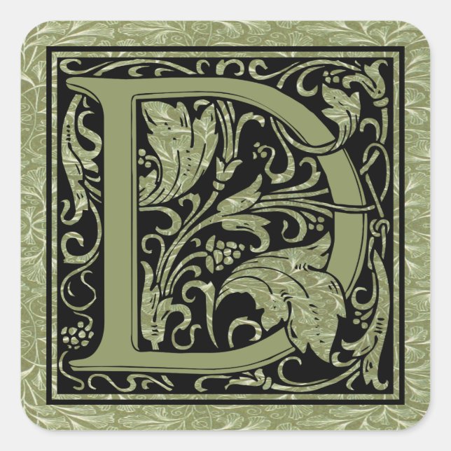 Buchstabe D Monogramm Quadratischer Aufkleber (Vorderseite)