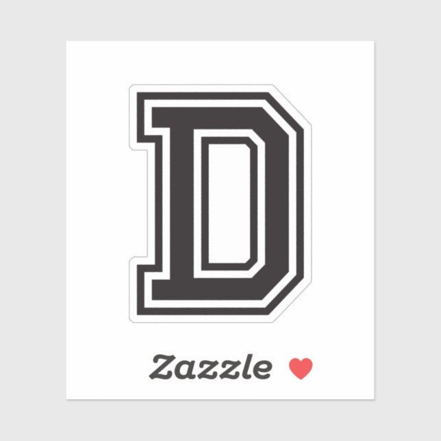Buchstabe D Schriftart der sportlichen Uni Aufkleber (Blatt)