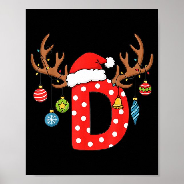 Buchstabe D Weihnachtsmonogramm Alphabet Initialsc Poster (Vorne)