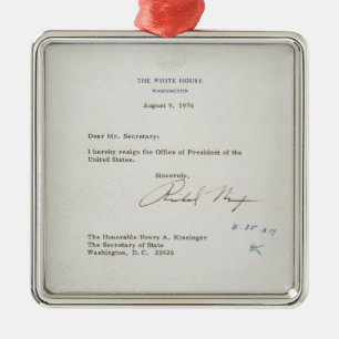 Buchstabe der Resignation von Richard M. Nixon Silbernes Ornament