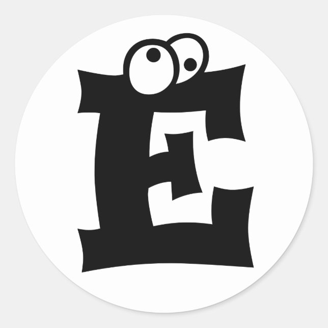 Buchstabe E Eyeballs Alphabet von Janz White Runder Aufkleber (Vorderseite)