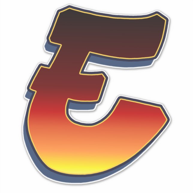 Buchstabe E - Flammenaufkleber Aufkleber (Vorderseite)