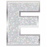 Buchstabe E Fotoskulptur Ornament<br><div class="desc">Imitat-Glitterverzierung des Buchstaben E silberne</div>