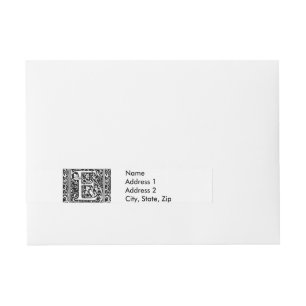 Buchstabe E Mittelalterliche Monogramm-Kunst Art N Rundum-Adressaufkleber