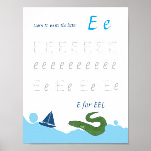 Buchstabe E Nachspurposter für Kinder Poster