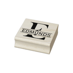 Buchstabe E Schwarzes Ziersplit Monogramm Gummistempel