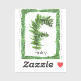 Buchstabe F Anfangsbuchstabe Grüne Fern Botanische Aufkleber