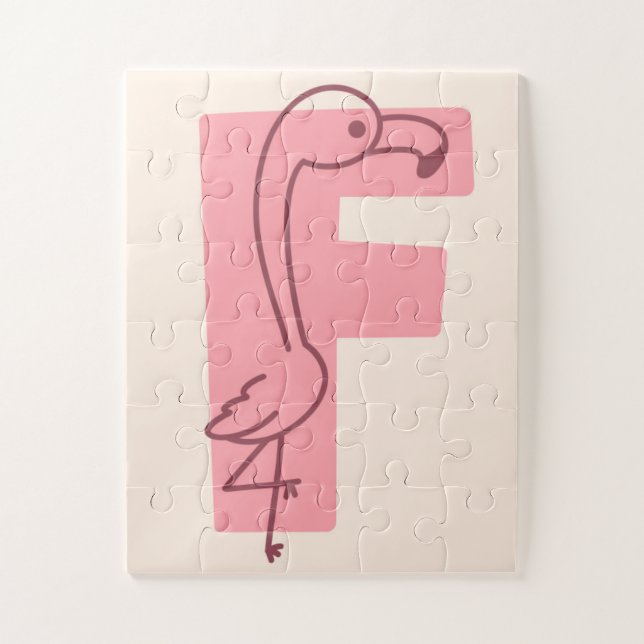 Buchstabe "F" Flamingo Alphabet Kunst  (Vertikal)