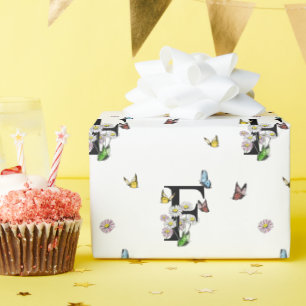 Buchstabe F Florales Wasserfarben-Schmetterlings-M Geschenkpapier