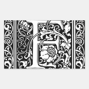 Buchstabe F Mittelalterliche Monogramm-Kunst Art N Rechteckiger Aufkleber