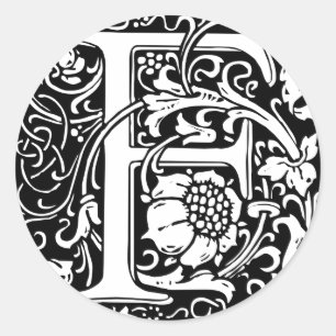 Buchstabe F Mittelalterliche Monogramm-Kunst Art N Runder Aufkleber