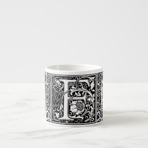 Buchstabe F Mittelalterliche Monogramm-Kunst Neue Espressotasse
