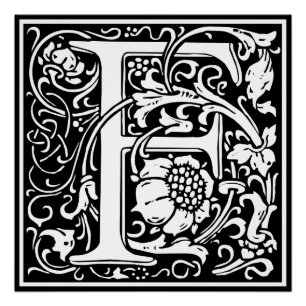 Buchstabe F Mittelalterliche Monogramm-Kunst Neue Poster