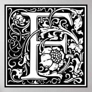 Buchstabe F Mittelalterliche Monogramm-Kunst Neue Poster