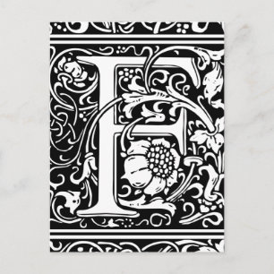 Buchstabe F Mittelalterliche Monogramm-Kunst Neue Postkarte