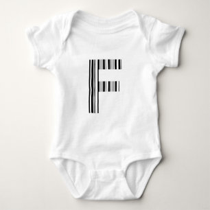 BUCHSTABE F STRICHCODE Erstes Anfangsbuchstabe-Str Baby Strampler