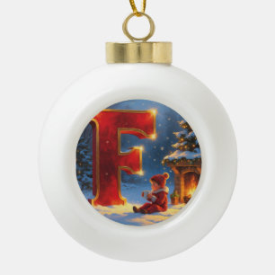 Buchstabe F Weihnachts-Kamin Personalized Initiale Keramik Kugel-Ornament