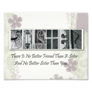 Buchstabe-Fotografie-Schwester des Alphabet-8x10 Fotodruck