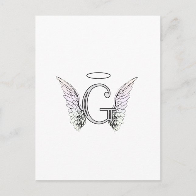 Buchstabe G Anfangsmonogramm mit Angel Wings & Hal Postkarte (Vorderseite)