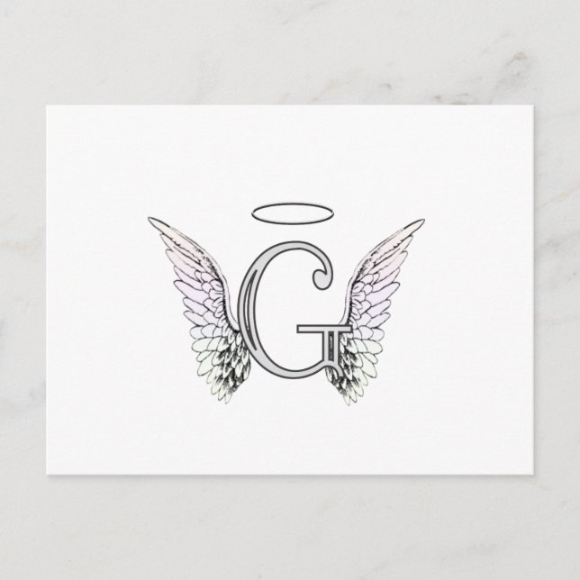 Buchstabe G Anfangsmonogramm mit Angel Wings & Hal Postkarte (Vorderseite)