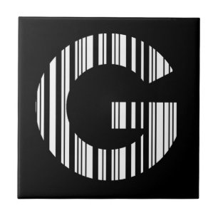 BUCHSTABE G BAR CODE Erstes Anfangsbuchstaben-Barc Fliese