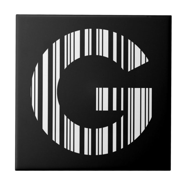 BUCHSTABE G BAR CODE Erstes Anfangsbuchstaben-Barc Fliese (Vorderseite)