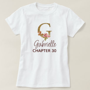 Buchstabe G Gold Monogramm Blush Rosa Rosen Geburt T-Shirt